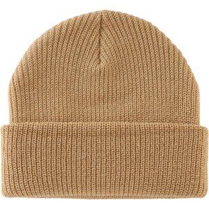 Khaki Men Women Warm Cuff Beanie Knit Skull Cap for Running Hiking Garden